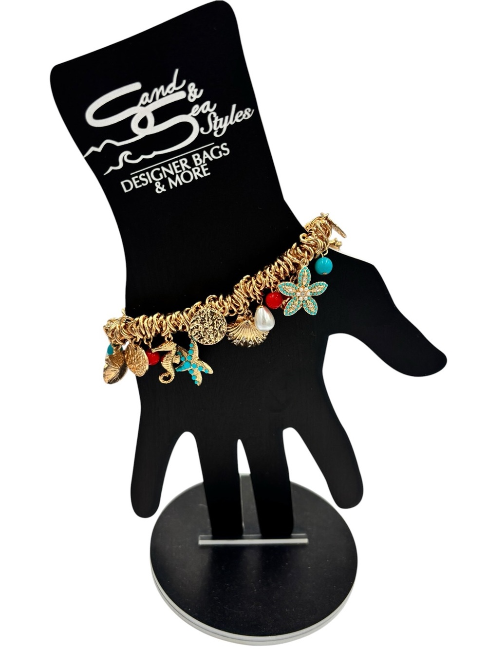 Coastal Charm Stretch Bracelet | Starfish Shell Seahorse Beach - Picture 5 of 6